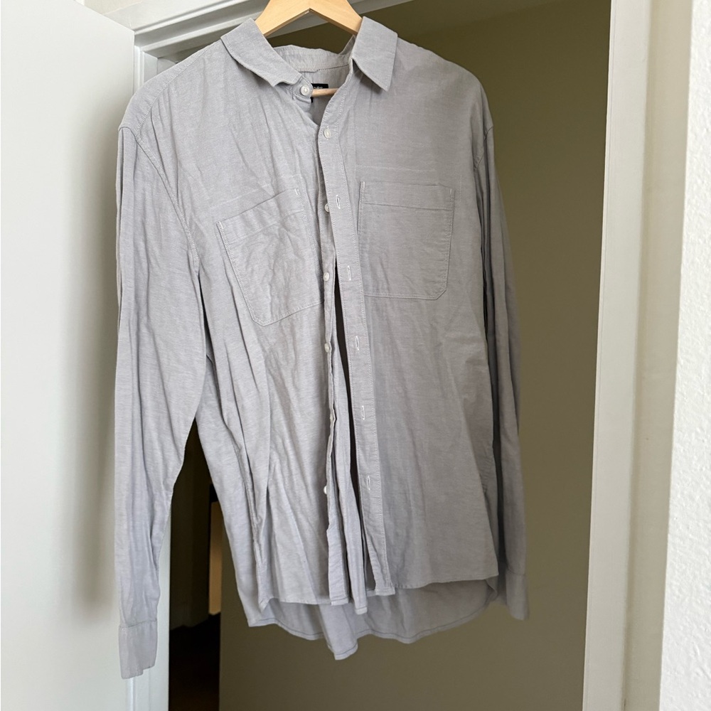 Michael Kors Light Gray Collared Button-Up Shirt